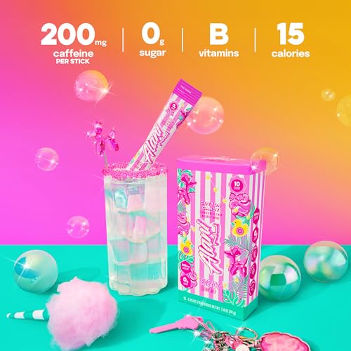 Alani Nu COTTON CANDY, Energy Sticks Drink Powder, 200mg Caffeine, Pre Workout Performance with Antioxidants, On-The-Go Drink Mix, Biotin, B Vitamins, Zero Sugar, 15 Calories, 10 Pack - image 4