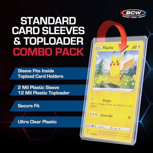 BCW 3x4 Topload Card Holders 200ct and Standard Card Sleeves 200 ct Combo | Rigid PVC Trading Card Protector for Baseball, Pokémon, MTG | Holds Cards Up to 20pts Trading Card Sleeves for Sports Cards - Thumbnail 7