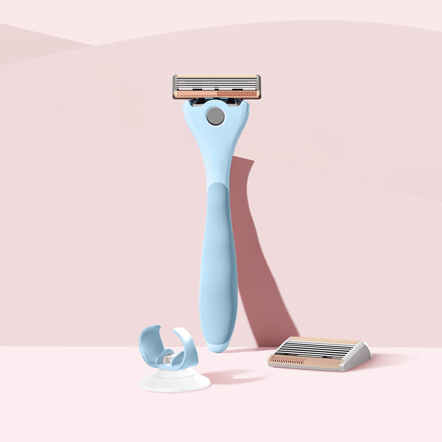 FFS Beauty Women’s Razor Kit - Premium Bubblegum Handle, 2 Sharp and Durable 6-Blade Vegan Razor Cartridges & Matching Shower Holder - Image 4