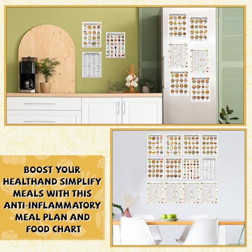 Image of Sinload 12 Pcs Mediterranean Diet Food List Poster Diet Meal Plan Grocery Shopping List Health Food Guide for Kitchen Wall Decor