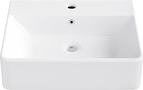 Miniatura 11 de Eridanus - Lavabo rectangular de 20 x 16 pulgadas, montado en la pared, sobre encimera, lavabo flotante moderno para baño, porcelana de vidrio de