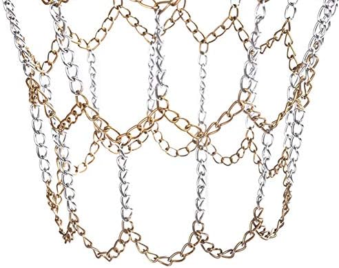 DSFSAEG Basketball Net, Durable Heavy Duty Metal Chain Replacement with 12 Hooks Indoor Outdoor Sporting Hoop Galvanized Steel Chain Standard Training Sports