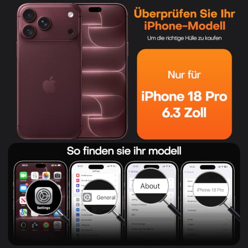 TAURI für iPhone 18 Pro Hülle 6,3" mit Schutzfolie - Durchsichtig – Ansicht 2