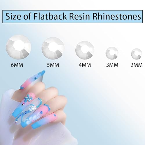 Miniatura 5 de 10000 diamantes de imitación de resina de 0.079 pulgadas con parte trasera plana, parte trasera plana, diamantes de imitación de resina de color AB