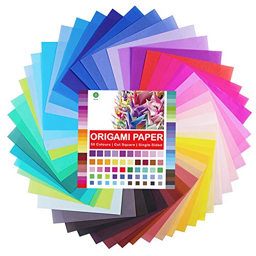 Origami Paper, Opret 100 Sheets 15x15 cm Origami Paper 50 Vivid Colours Single Sided for Arts and Crafts Projects