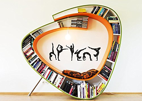 N.sunforest Gymnastics Girls Silhouettes Style Sports 16" H X 46" W - Set Of 6 Wall Vinyl Decal Stickers Art Girl Kids Room Decor Nursery Home Wall Decor #TOP3