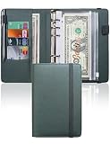 A6 Budget Binder with 10 Zipper Envelopes, PU Leather Money Binder Organizer for Cash Envelope Binde