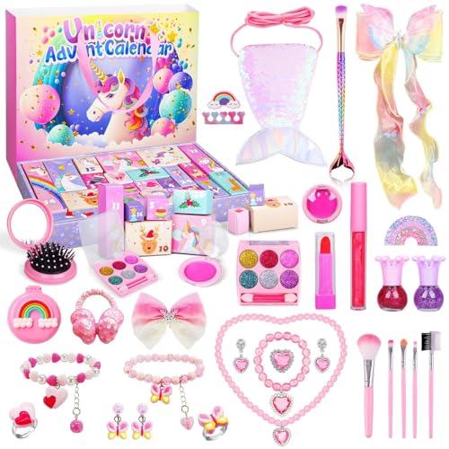 iZoeL Adventskalender 2025 Kinder Mädchen Schmuck Make-up Set