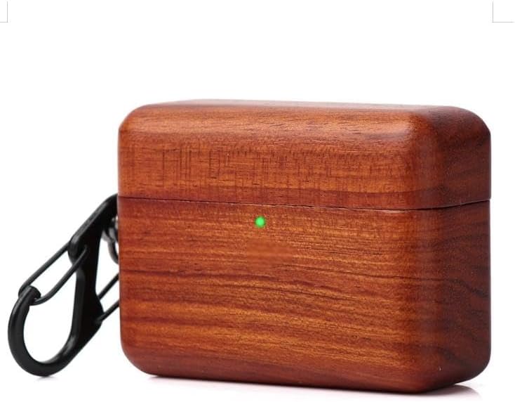 Natural Wood Headphone Case with Carabiner Premium Case for Sony Earbuds (Rose Wood, Sony WF-1000XM5)