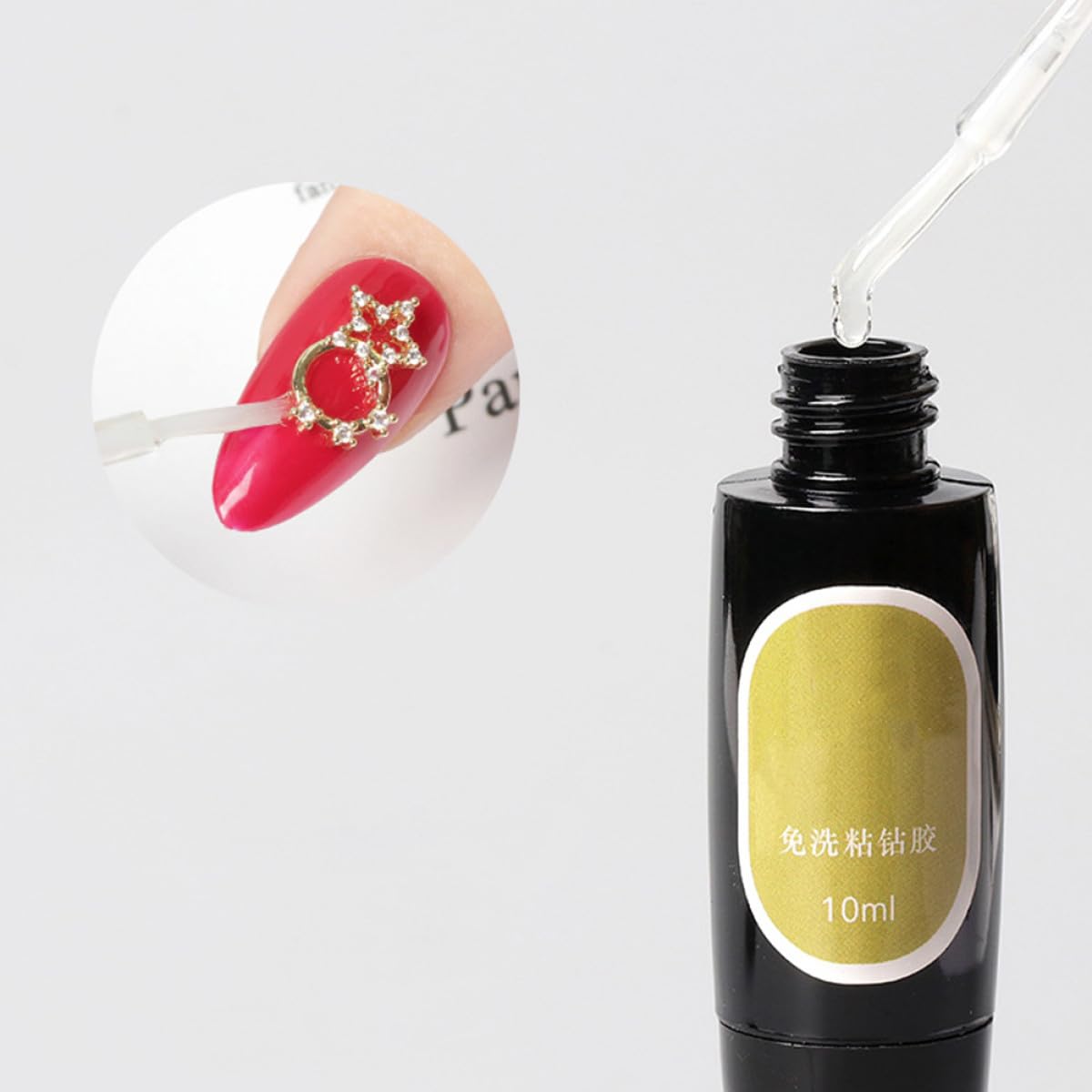 Healvian 3sets Penna Per Colla Per Unghie Gel Adesivo Per Decorazioni Nail Art Strumento Per Manicure Accessori Per Unghie Con Design Ago e Pennello Per Strass Resistente e Facile Da Usare