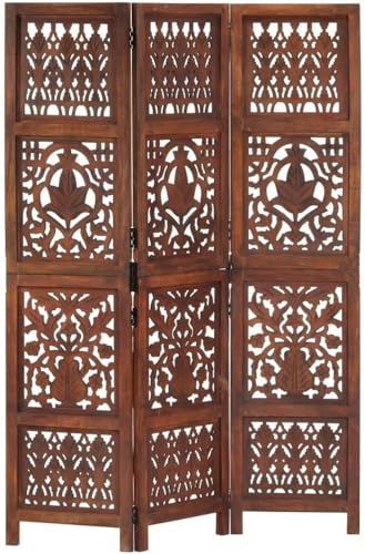 Image of Classic Wood and Craft Wooden Room Divider Partition for Living Room, Privacy Partition, Partition Wall, Divider for Makeup Studio /Office (3 Panels - Leaf Mix Design)