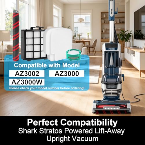 Image of AZ3002 Filter Replacement for Shark Stratos AZ3002 AZ3000 Powered Lift-Away Upright Corded Vacuum, Include 1 Soft Roller Brush, 2 HEPA Filters, 4 Foam & Felt Kit, 4 Odor Neutralizer Cartridge