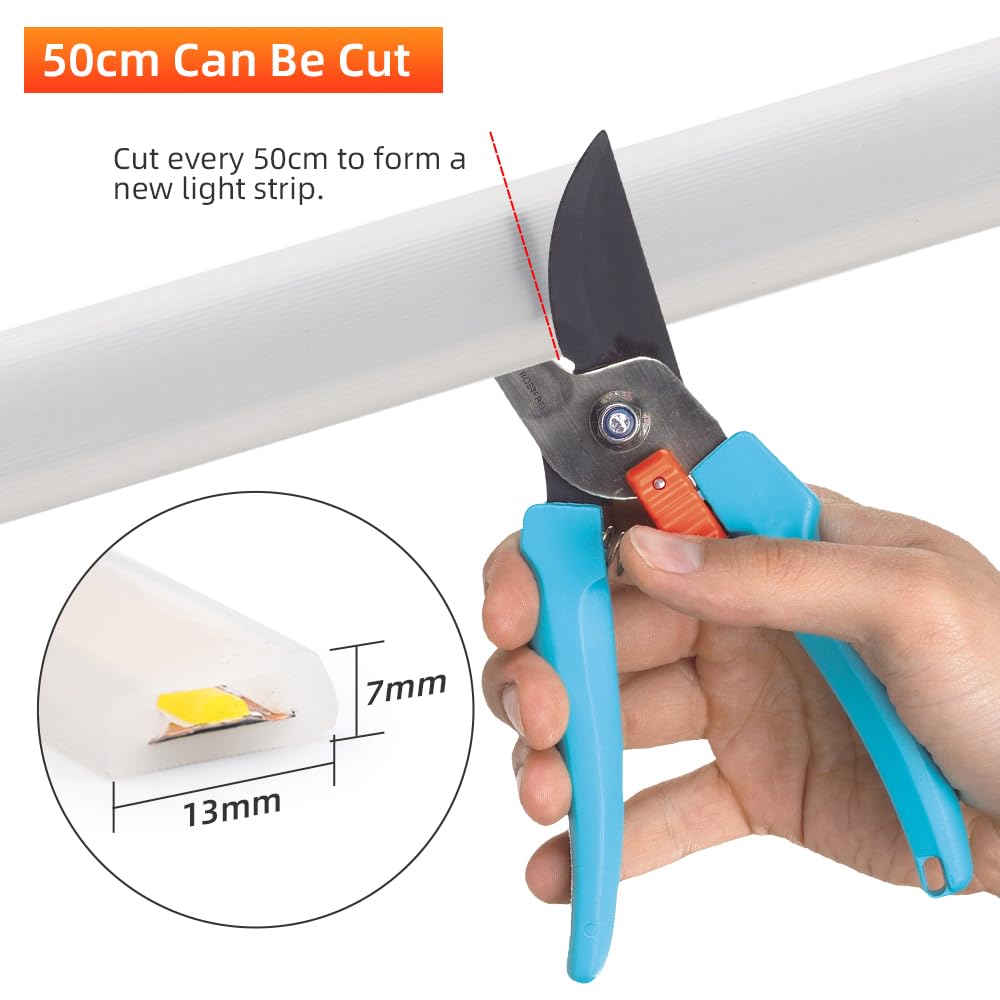 KISUFU 220V Flessibile Striscia LED COB con Dimmerabile15m,Alta luminosità 288 LED/m, IP65 impermeabile,Luminoso Nastri LEDper armadio cucina casa fai da te camera da letto interni Decorazione