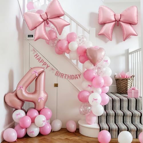 Image of 4th Birthday Decorations for Girl,Pink 4 Balloons for Party Decorations