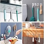 Zulaxy Hanging Hooks Without Drilling, 20 Pack Self Adhesive Hooks Heavy Duty Strong Nail Free, Kitchen Accessories Items (Hanging Hook, Transparent) Stainless Steel - Image 4
