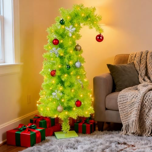 Nexstron 3ft/90cm Grinch Weihnachtsbaum Künstlich, Skurriler Grüner...