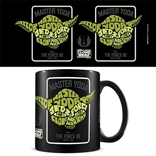 Pyramid International Star Wars: Clone Wars Taza en caja de regalo de presentación (diseño de caligram Yoda) Taza de cerámica de 11 oz - Producto oficial Pyramid International Star Wars: Clone Wars Taza en caja de regalo de presentación (diseño de caligram Yoda) Taza de cerámica de 11 oz - Producto oficial
