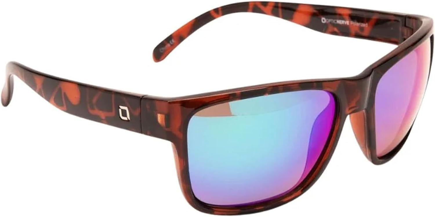 Optic Nerve Unisex Kingfish Polarized Sunglasses | Lightweight UV Protection Outdoor Sport Wrap Shades with Mirrored Lenses