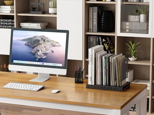 EasyPAG 5 Fächer A4 Metall Büro Schreibtisch Organizer,Aktenhalter,Zeitschriftenhalter,Dokumentenablage,Briefablage,Papier Magazin Organisator,Schwarz