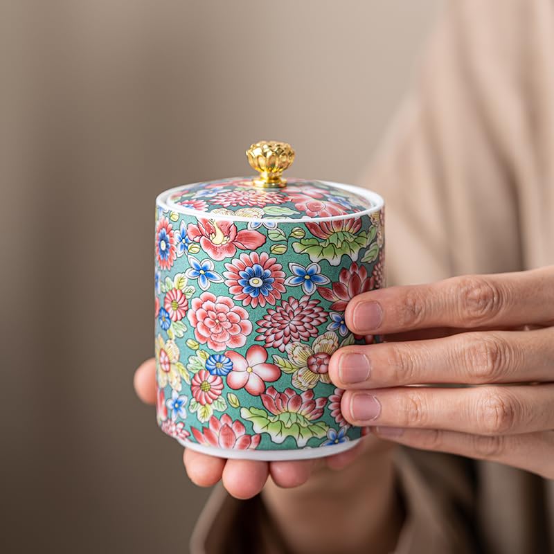 SDdPulse Tanque de almacenamiento de té, latas de té pequeñas de cerámica, latas vacías, latas selladas, latas de té, latas de porcelana, latas de té verde para el hogar, latas de té negro, tarro de