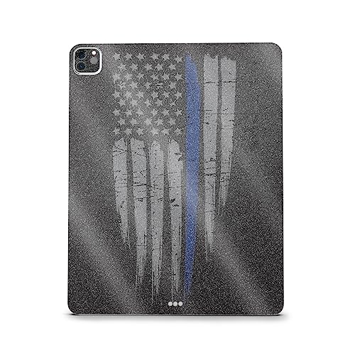 Image of MightySkins Carbon Fiber Skin Compatible with Apple iPad Pro 12.9 inch M2 6th Gen (2022) Full Wrap Kit - Thin Blue Line | Protective Durable Textured Carbon Fiber Finish | Easy to Apply | Made in The USA