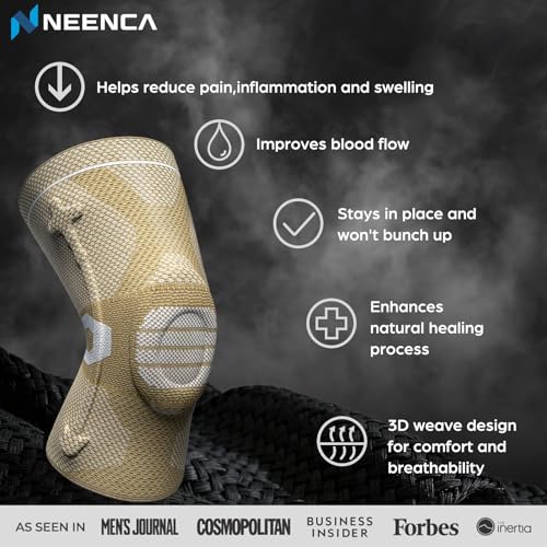 Image of NEENCA Professional Knee Brace for Pain Relief, Medical Knee Compression Sleeve, Knee Support with Horizontal Knit Tech for Meniscus Tear, ACL, Arthritis, Joint Pain, Runner, Workout