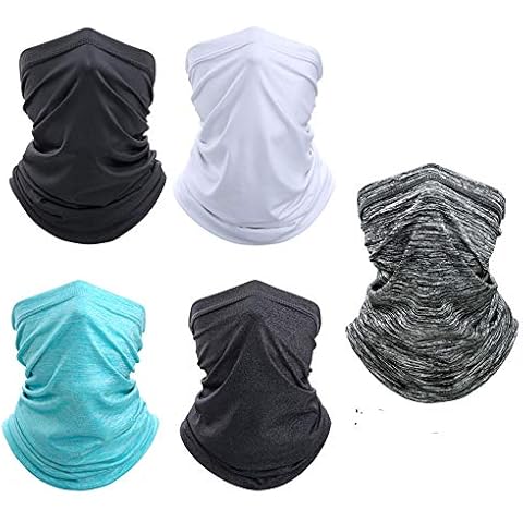 Zesoyne Cycling Scarf-Sun UV Protection Neck Gaiter Mask Magic Face Cover Scarf Dust Wind Bandana Balaclava Headwear for Fishing Hiking Cycling Universal Fit For Men and Women (5 Pack-B) Cover
