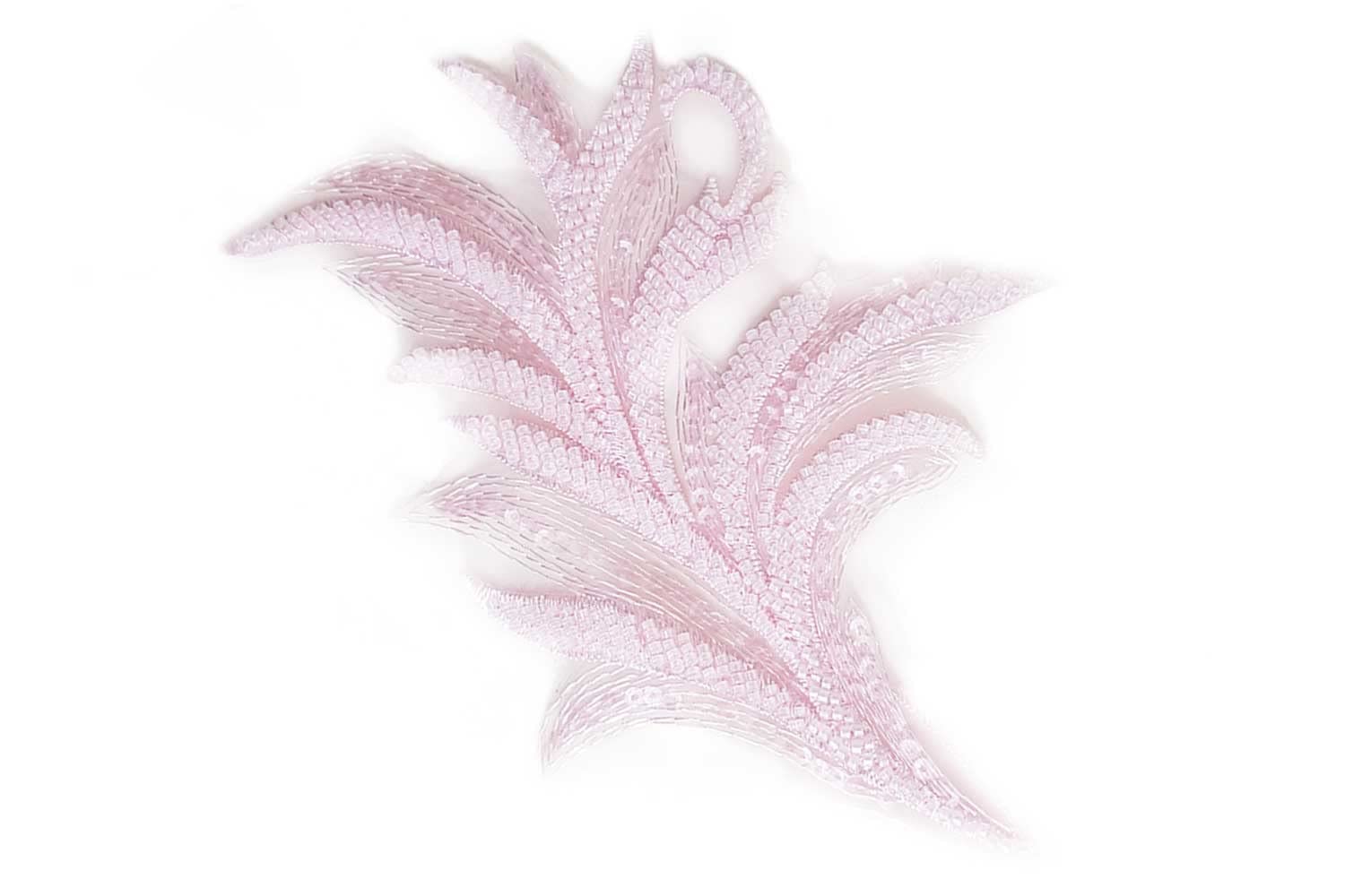 Mohan Shoppe Leaf Shape Beads and Sequence Work Patch/Applique for Dresses Sarees Gowns, lehengas Dupatta Suits etc. Pack of 1 Piece (Baby Pink)