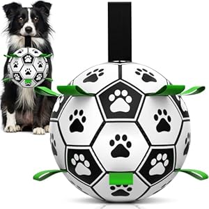 HETOO Hundespielzeug, Hundeball mit Nylon Seil, Premium Hundefußball Spielzeug für Mittlere Große Hunde Indoor & Outdoor Unterhaltung (6 Zoll)