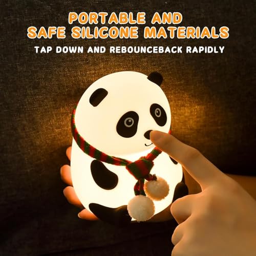 Image of Rechargeable Cute Panda Night Light for Kids| 7 Color Changing Silicone LED Light with USB Charging Cable |Soft & Safe Lamp for Kids, Baby,Children Room & Bedroom Decor