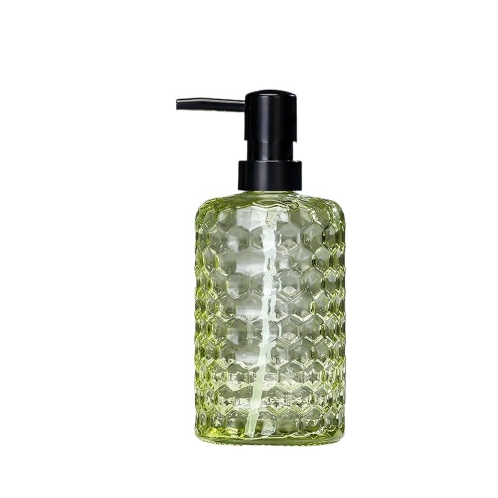 Home Soap Dispenser for Home/hotel/bathroom Glass Press Lotion Bottle 500ml Transparent Cylindrical Gray/Green/Yellow Shower Dispensers(Green)