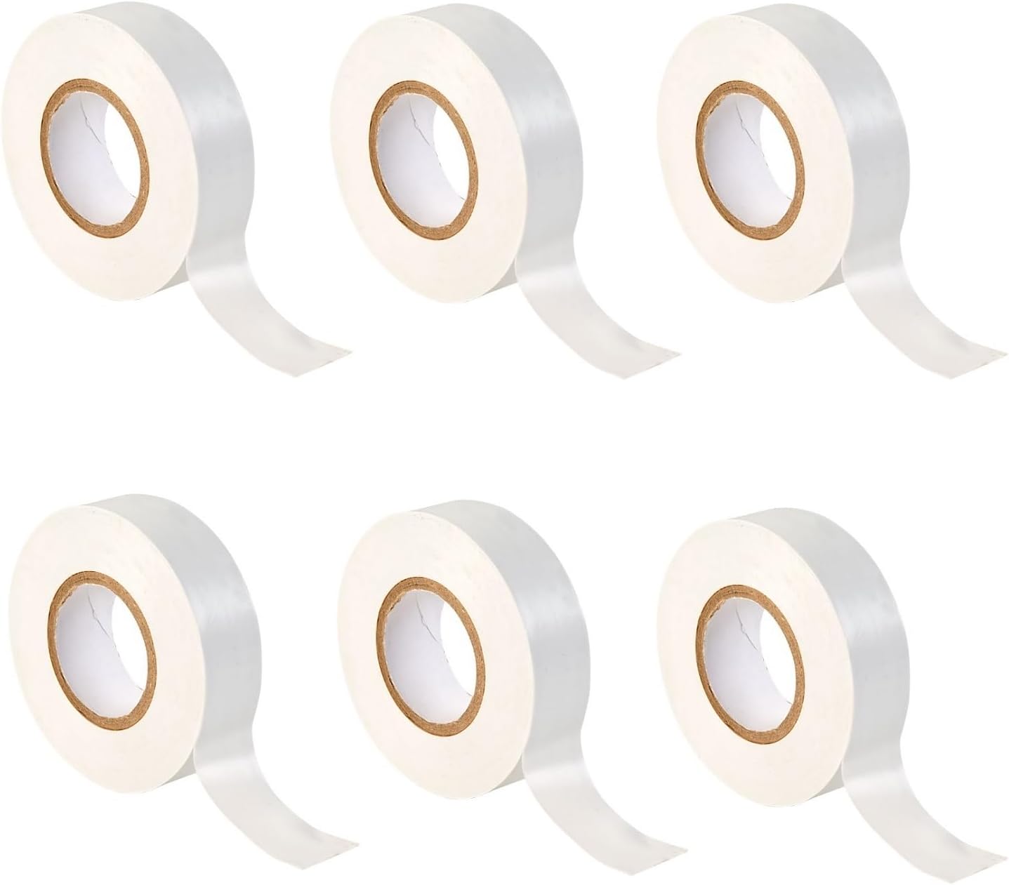 6 Pack - White Electrical Tape 19mm (0.75 inch) X 33m (108 Feet) Strong Self Adhesive PVC Insulation Tape for Insulating Repairing, Protecting Electrical Wires and Wide Use of Sealing Tape