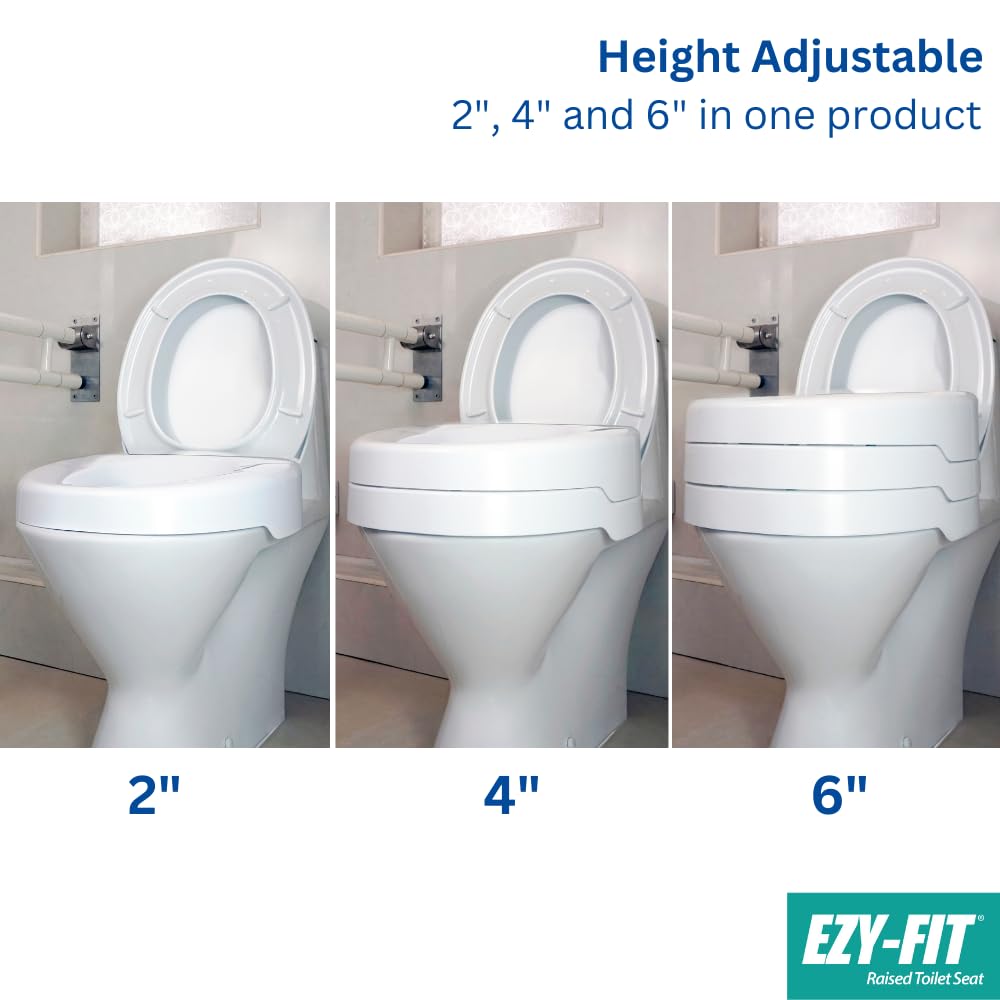 Helping Hand Company EZY-FIT Podwyższona deska sedesowa 15 cm - bez pokrywy. Bezpieczna pomoc łazienkowa dla osób starszych i niepełnosprawnych. Uniwersalne dopasowanie do okrągłych i kwadratowych