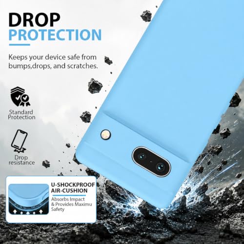 Image of KACA Silicone Back Case for Google Pixel 7a, Soft-Touch, Shockproof Phone Back Cover for Google Pixel 7a (Blue)