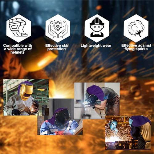 Image of Welding Helmet Cover, Flame Retardant Neck Shield with Press Fit Seal, Anti-Glare Heat Resistant Protective Sleeve Compatible with Most Standard Welding Helmets