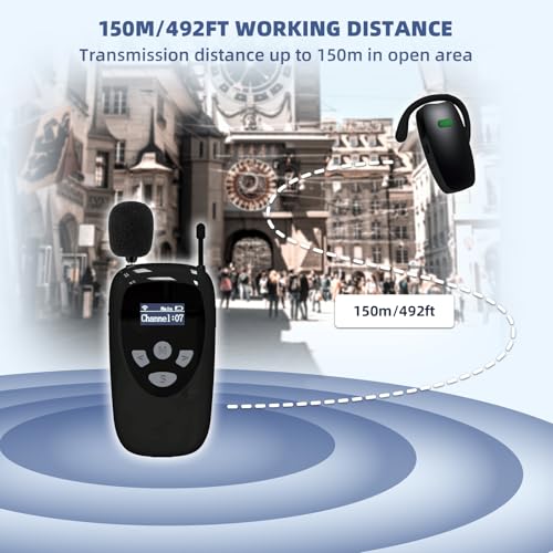 Image of Wireless Tour Guide System,1 Transmitter 10 Receivers Tour Guide Microphone,10-Slot Charge Case,Tour Guide Headset System for Museum Tours, Factory Tours, Tour Guides and Sightseeing Tours