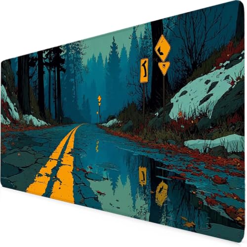 Tapis de souris XXL motif autoroute accessoire de bureau idéal pour les études et le télétravail