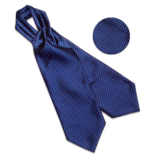 Image of DiBanGu Mens Silk Ascot Ties Paisley Jacquard Woven Cravat and Pocket Square Cufflinks with Lapel Pin for Business Wedding