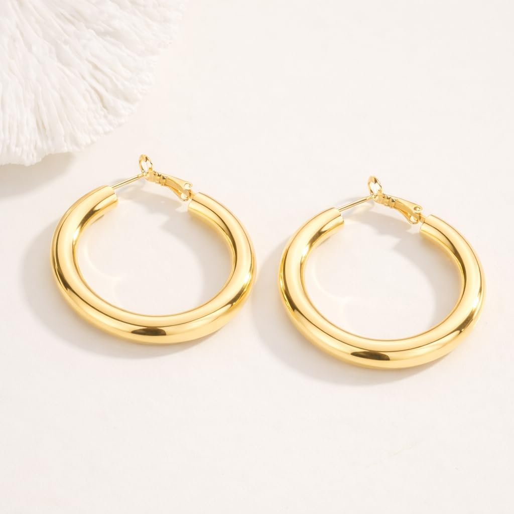 14K Gold Earrings for Women - Lightweight, Hypoallergenic, Swiss Craftsmanship, Classic Round Design - Ideal Gift for Sensitive Ears, Everyday Wear & Yoga Enthusiasts with 14k Gold Earrings