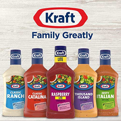 Image of Kraft Lite Raspberry Vinaigrette, 16 fl oz Bottle (Pack of 4)