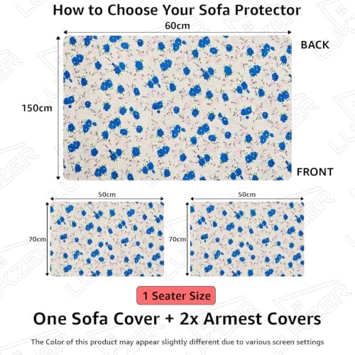 Image of Lukzer 1 Seater Sofa Cover Quilted Reversible WaveEdge Ultrasonic Cut Sofa Mat with Back and Hand Rest Covers - Ikat Rose - Washable Sofa Protector for Modern Living Room 60 x 150 CM /SC-203-01WB