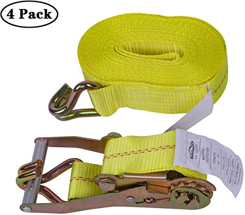 Autofonder 4 Pack Ratchet Strap Heavy Duty -2" X 27' Ratchet Tie Down Straps,Cargo Straps For Moving Appliances, Lawn Equipment, Motorcycle In A Truck #TOP7