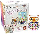 Genius Art Owl Candle Holder Painting - Arts and Crafts Kit for Kids and Adults - DIY Home Decor - Ready to Paint Ceramic for Artists