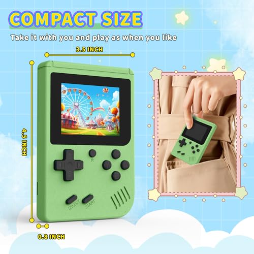 Image of Retro Handheld Games Console Built-in 400 Video Games, Portable Handheld Emulator with 3.0 Inch Screen, Mini Travel Retro Gaming Consle (Green)
