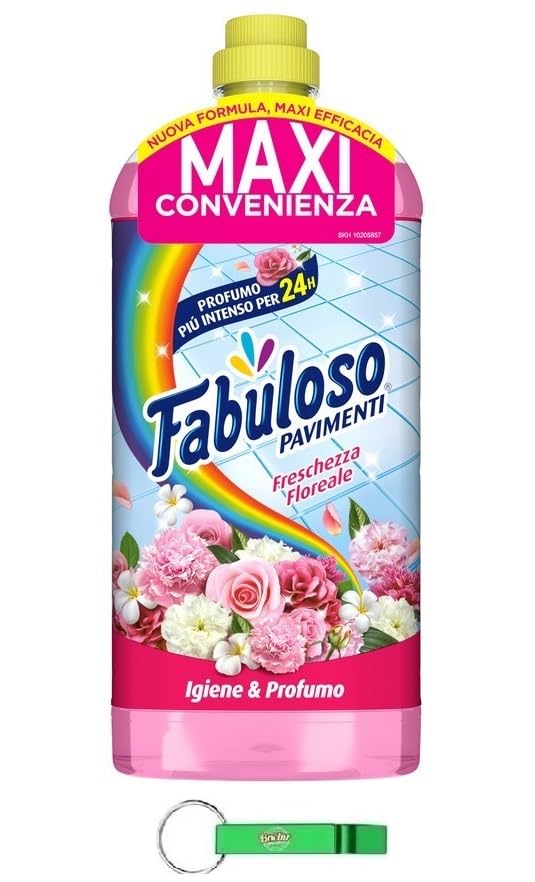 Fabuloso Detergente Pavimenti Freschezza Floreale - Limpiador de suelos con aroma fresco y floral, ideal para todo tipo de suelos y superficies, 1250 ml, incluye llavero Beni Culinari gratuito