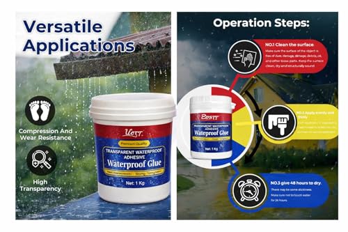 Image of Mehiar Transparent Waterproof Glue for Leakage, Epoxy Resin for Flooring, Crack Seal Agent Waterproofing for Roof Leakage Solution Indoor Outdoor Waterproof Adhesive Sealan (900ml)