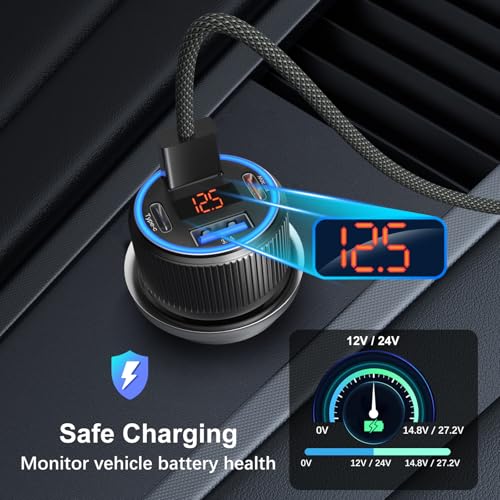 65W 4-Port USB C Super Fast Type C Car Charger for Samsung S26 A17 A07 A16 - image 3