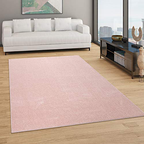 Paco Home Tapis Salon Uni Sobre Et Moderne Poils Ras, Diff. Tailles/Coloris, Dimension:60x100 cm, Couleur:Rose