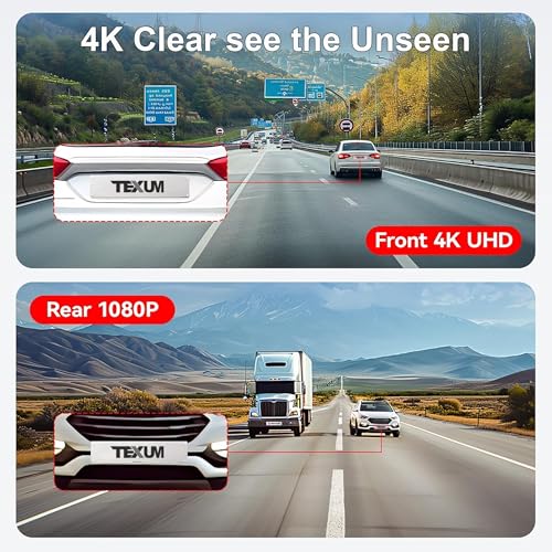 Image of TEXUM TDC-25 4K Dash Camera, Ultra HD Resolution, WiFi Connectivity, Automatic Recording, G-Sensor, Voice Prompt - High-Definition Dashcam for Complete Road Safety