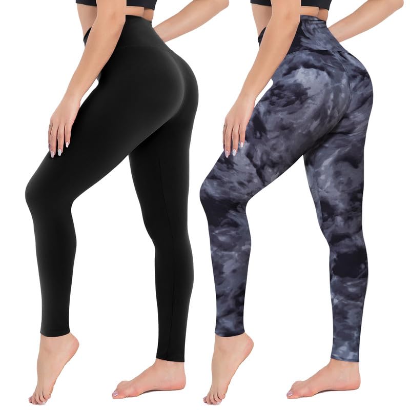 Campsnail 2er Pack Leggings Damen Schwarz High Waist Sport Leggins Blickdicht Sporthose für Gym Yoga